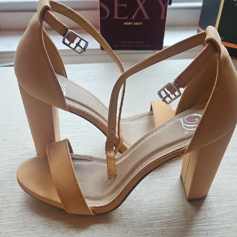 Elegant Tan High Heel Sandals